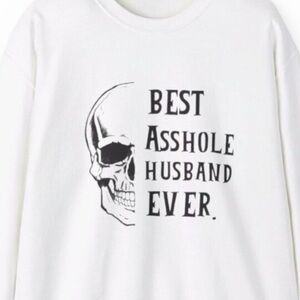 Mens Husband Funny Halloween White Sweatshirt Humor Skull Spooky Horror Shirt